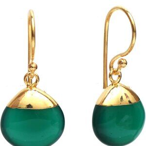 Gempires Natural Pear Cabochon Hook Earring, Meditation Earring, Handamde Jewelr